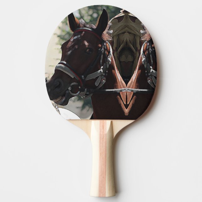 Stilized Brown Horse Smiling Head Sketch Pingisracket (Framsidan)