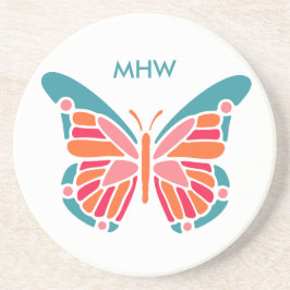 Stilized Butterfly anpassningsbar monogram underlä Underlägg Sandsten