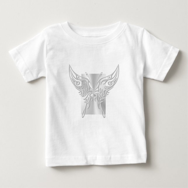 Stilized Butterfly Round Svan, Embossed-effect T Shirt (Framsida)