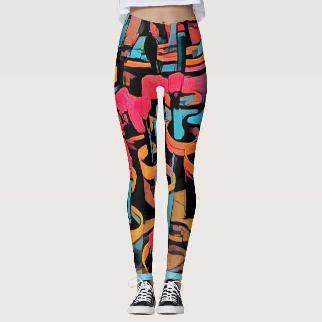 Stilized Cactus Funky Leggings (Framsida)
