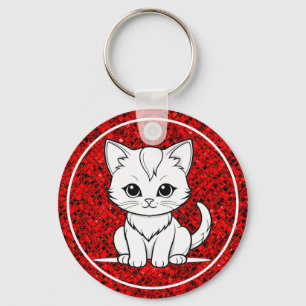 Stilized Cat Kitten Line Art Design-52315 Nyckelring