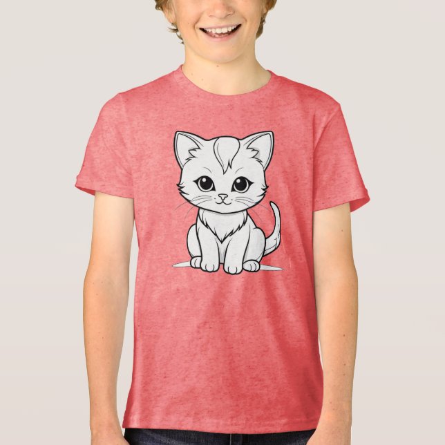 Stilized Cat Kitten Line Art Design-52315 T Shirt (Framsida)