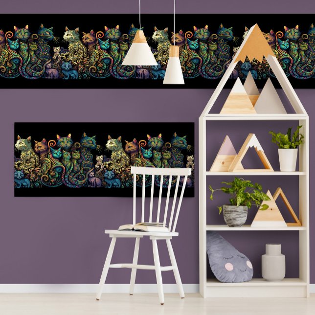 Stilized Cat Tribe Färg på Black Freze Poster (Skapare uppladdad)