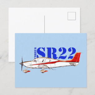 Stilized Cirrus SR22 Flygplan med fet typografi Vykort