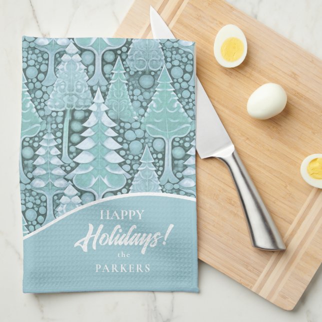 Stilized Coastal Julgranar Mönster#6 ID1009 Kökshandduk (Vikt i Fjärdedel)