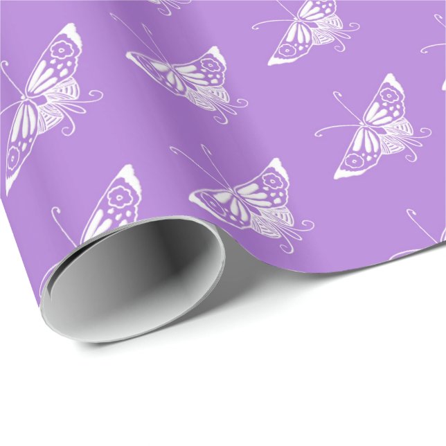 Stilized Deco-butterfly - lavender Presentpapper (Rullad Hörn)
