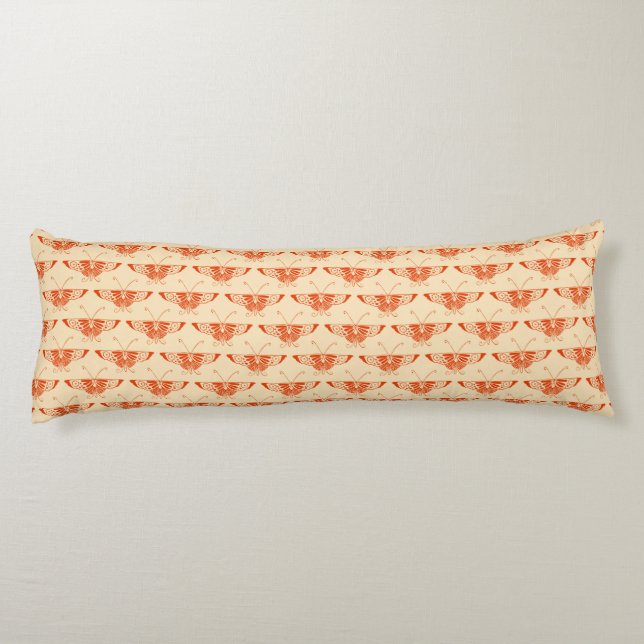 Stilized Deco-butterfly - mandarin-orangen Kroppskudde (Baksidan)