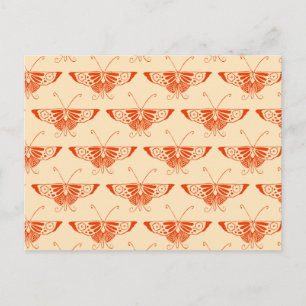 Stilized Deco-butterfly - mandarin-orangen Vykort