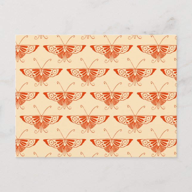 Stilized Deco-butterfly - mandarin-orangen Vykort (Framsida)