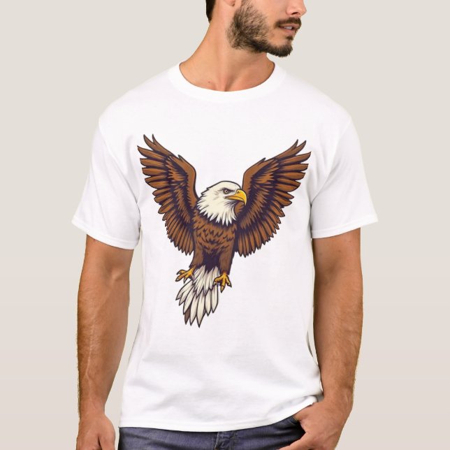 Stilized Eagle Landing - Graphic Illustration T Shirt (Framsida)