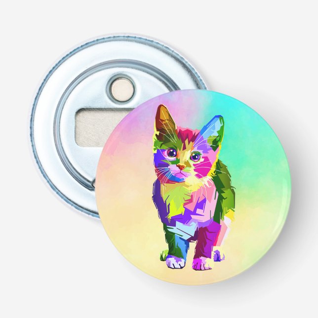 Stilized Kitten Prismatic Design-32345 Flasköppnare (Framsidan)
