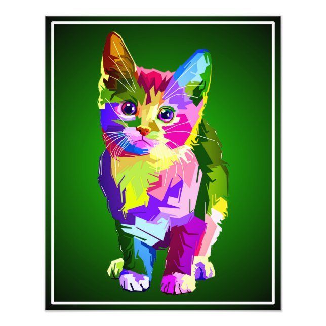 Stilized Kitten Prismatic Design-32345 Fototryck (Framsidan)