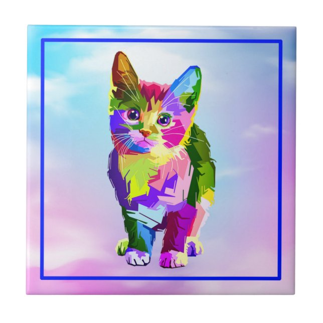 Stilized Kitten Prismatic Design-32345 Kakelplatta (Framsidan)