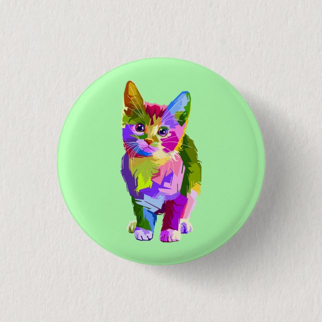 Stilized Kitten Prismatic Design-32345 Knapp (Framsida)