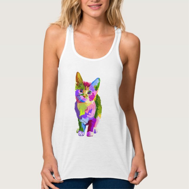 Stilized Kitten Prismatic Design-32345 Linne Med Racerback (Framsida)