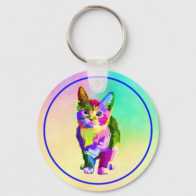 Stilized Kitten Prismatic Design-32345 Nyckelring (Framsida)
