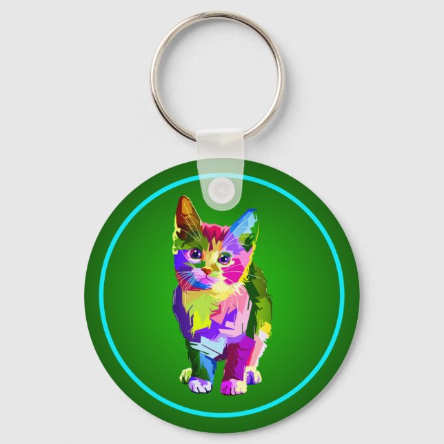 Stilized Kitten Prismatic Design-32345 Nyckelring (Framsida)
