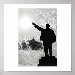 Stilized Lenin Pointing the Way Poster