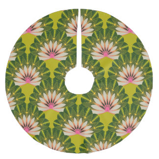 Stilized lotus tapet: rosa, grönt. julgransmatta borstad polyester