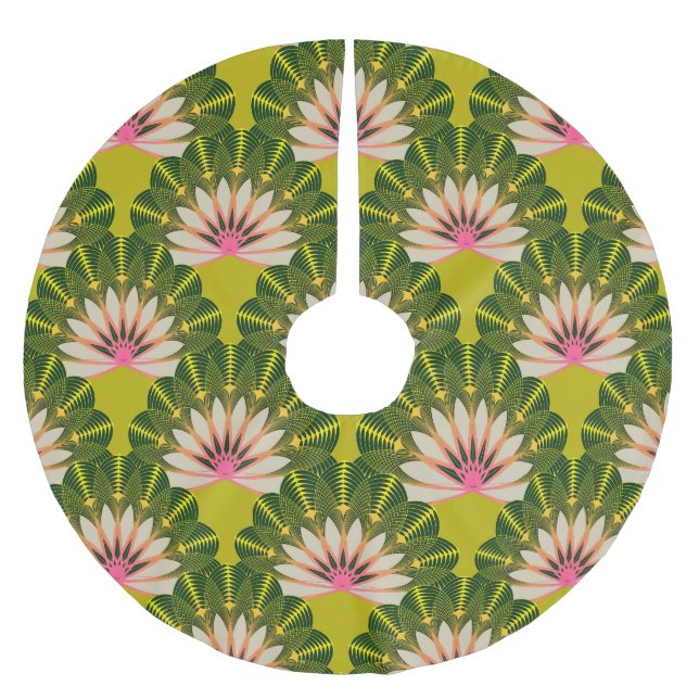 Stilized lotus tapet: rosa, grönt. julgransmatta borstad polyester (Framsidan)