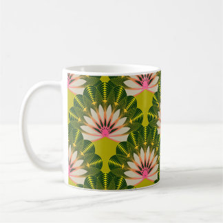 Stilized lotus tapet: rosa, grönt. kaffemugg