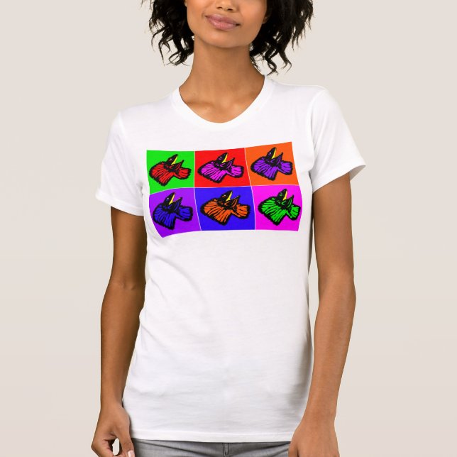 Stilized Neon Frilled-nacke Lizards T Shirt (Framsida)