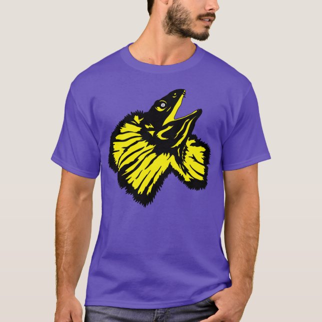 Stilized Neon Gult Frilled-nacke Lizard T Shirt (Framsida)