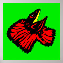 Stilized Neon Red Frilled-nacke Lizard