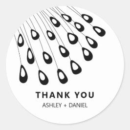 Stilized Peacock Feather Modern Favor Tag. Runt Klistermärke