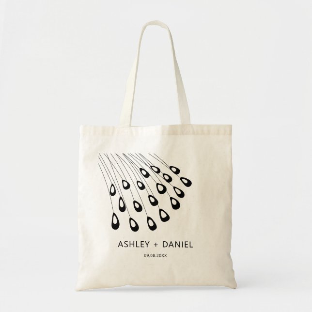 Stilized Peacock Feathers Bröllop Welcome Bag Tygkasse (Framsidan)
