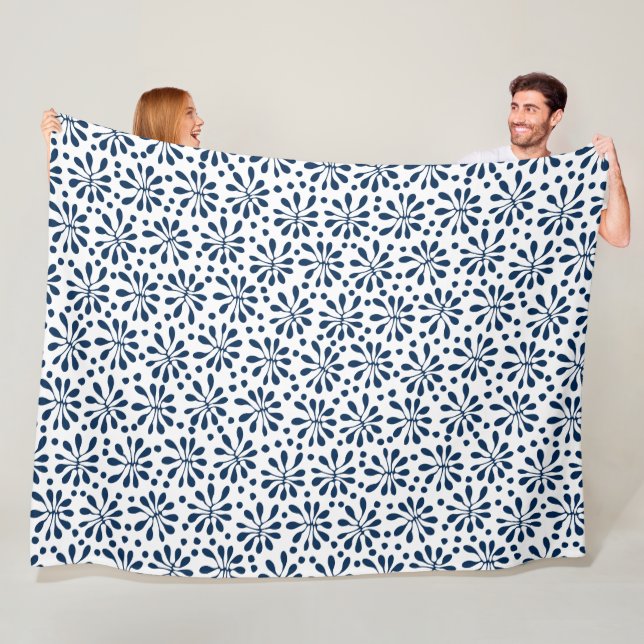 Stilized Plant Mönster 020818 - Navy Blue #002750 Fleecefilt (På plats)