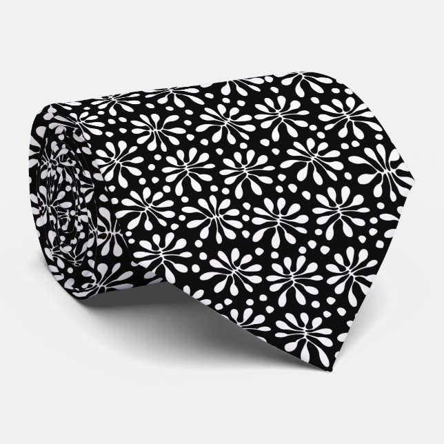 Stilized Plant Mönster 020818 - White on Black Slips (Rullad)