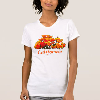 Stilized Poppy Art, "California" text T-Shirt