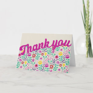 Stilized Protea Blommigt Block Print Millefleur Tack Kort