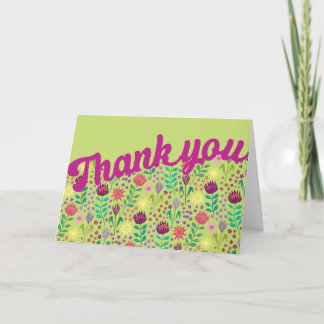 Stilized Protea Blommigt Block Print Millefleur Tack Kort