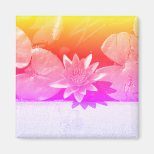 Stilized Rainbow Vatten Lily Flower Plants Magnet