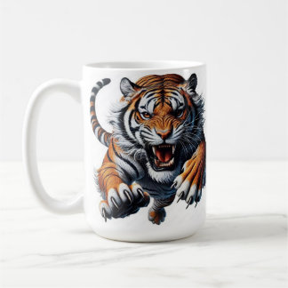 Stilized Raring Tiger Illustration Kaffemugg