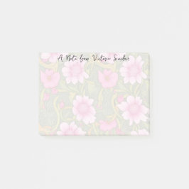 Stilized Rosa Flowers Grönt Foliage Post-it Block