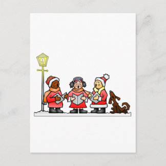 Stilized Tecknad jul Carolers Caroling Helg Vykort