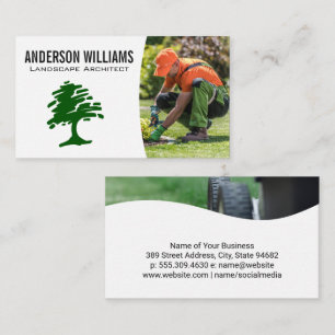 Stilized Träd Logotyp Gardener Planting Visitkort