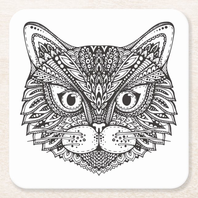 Stilkatt Underlägg Papper Kvadrat (Framsidan)