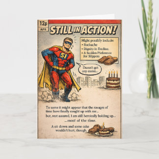 Still in Action Hero - Comic Book Birthday Kort