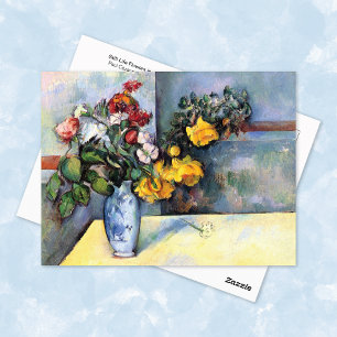 still Life Flowers Vas Paul Cezanne Postcard Vykort
