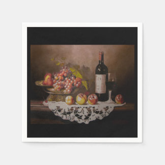 Still life Fruit Bowl and Wine Bottle Pappersservett