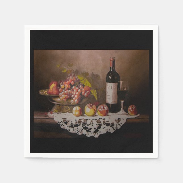 Still life Fruit Bowl and Wine Bottle      Pappersservett (Framsidan)
