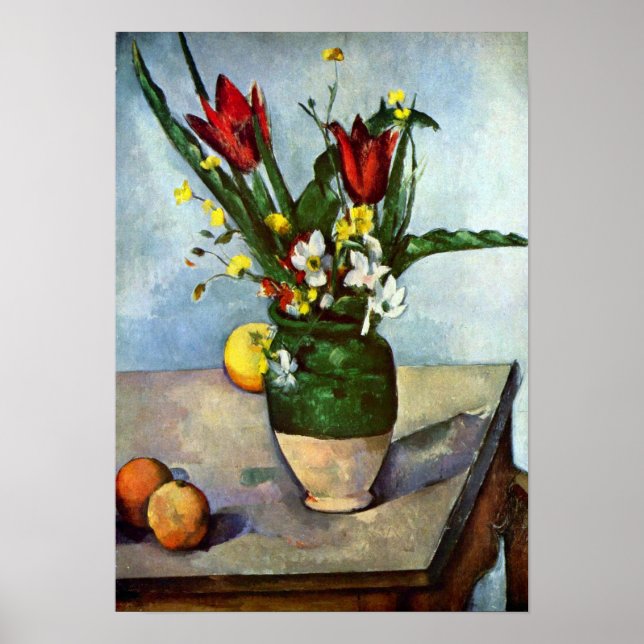 Still Life, Tulips and Apples by Paul Cezanne Poster (Framsidan)