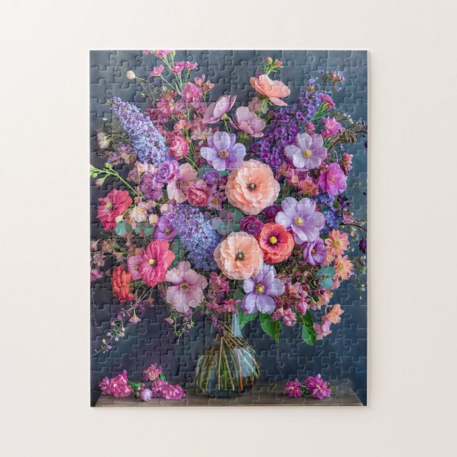 Still Life with Delphiniums and Ranunculus Pussel (Vertikal)