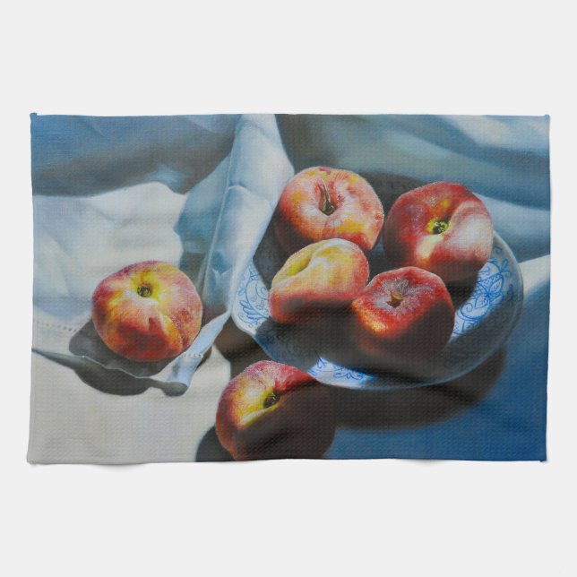 Still Life with Peaches and White Cloth Kökshandduk (Horisontell)