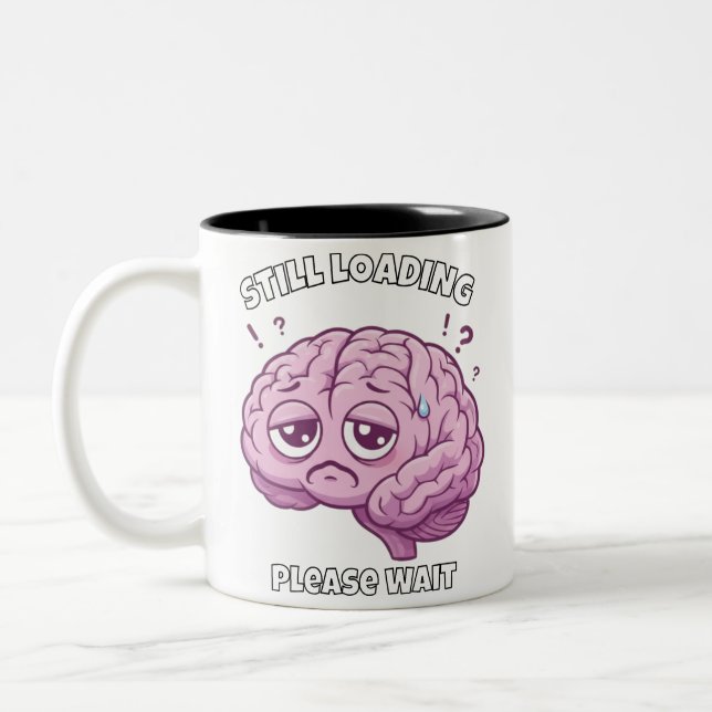 Still Loading – Please Wait Brain Cartoon Mug Två-Tonad Mugg (Vänster)