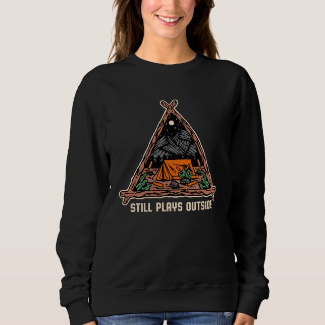Still Plays Outside Camping Summer Camper Tropical T Shirt (Framsida)